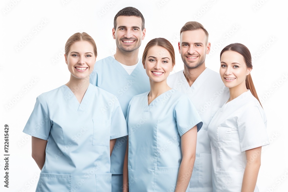 Group of dentist smiling while standing in dental clinic. Portrait of confident young dentist working. Generative AI. Group of dentist smiling while standing in dental clinic. Portrait of confident young dentist working. Generative AI.