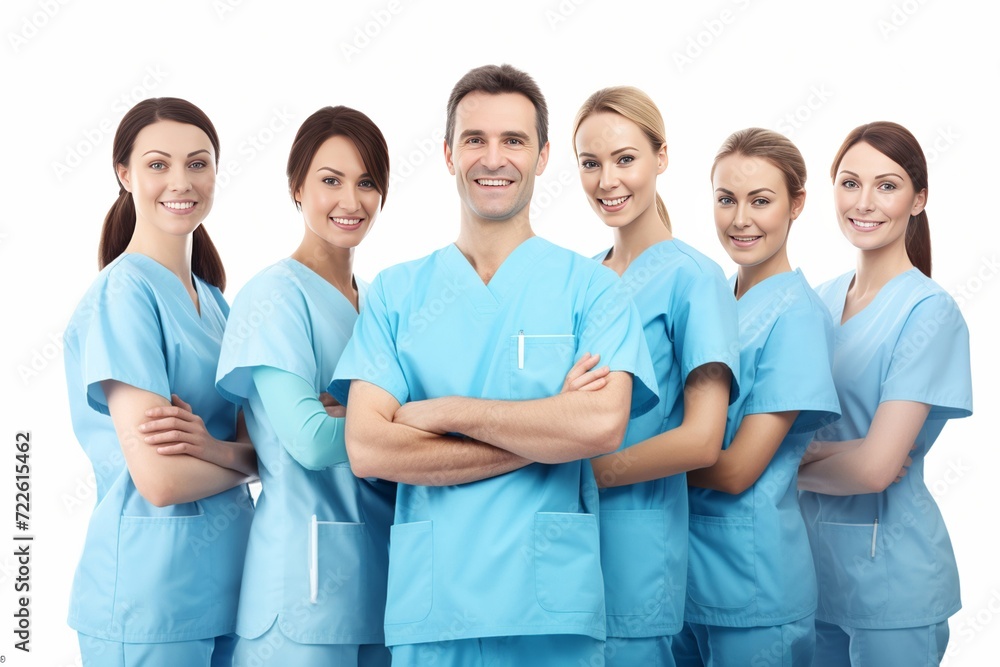 Group of dentist smiling while standing in dental clinic. Portrait of confident young dentist working. Generative AI. Group of dentist smiling while standing in dental clinic. Portrait of confident young dentist working. Generative AI.