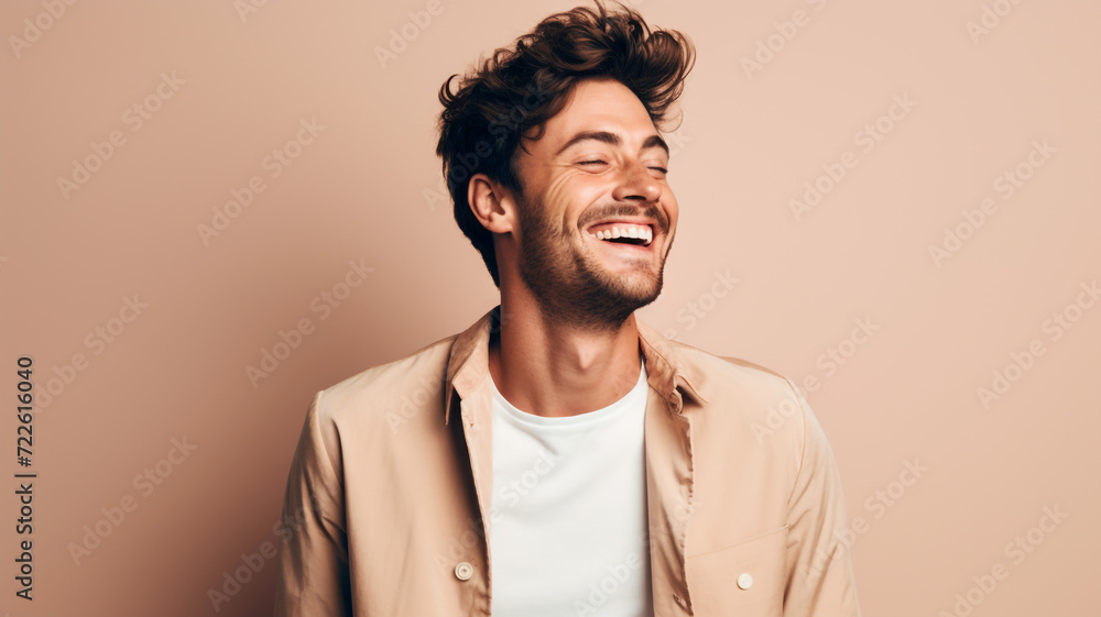 Happy smiling young adult man on a solid background Happy smiling young adult man on a solid background