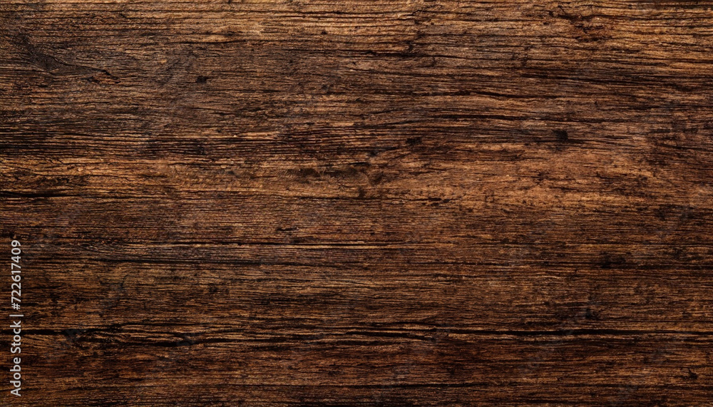 Naklejka premium Dark brown grungy natural wood texture background