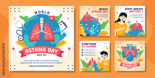 Asthma Day Social Media Post Flat Cartoon Hand Drawn Templates Background Illustration