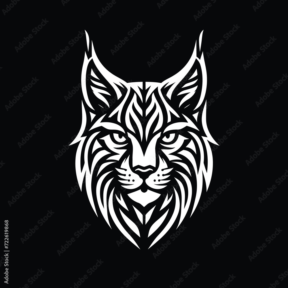 modern tribal tattoos of wild cats, lynx, abstract line art of cats and big cats, minimalist contour. Vector modern tribal tattoos of wild cats, lynx, abstract line art of cats and big cats, minimalist contour. Vector
