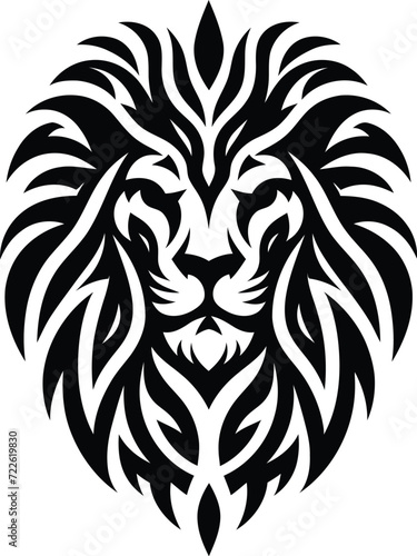 modern tribal tattoo lion, abstract line art of cats and big cats, minimalist contour. Vector