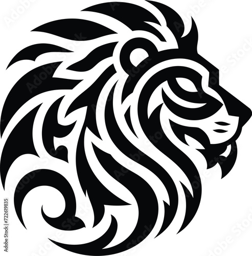 modern tribal tattoo lion, abstract line art of cats and big cats, minimalist contour. Vector
