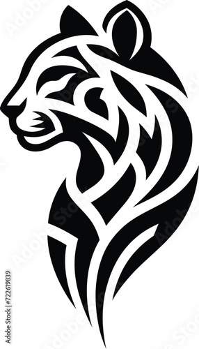 modern tribal tattoo cheetah, abstract line art of cats and big cats, minimalist contour. Vector