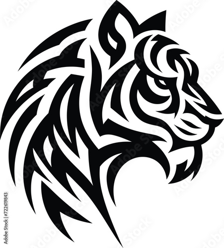 modern tribal tattoo tiger, abstract line art of cats and big cats, minimalist contour. Vector