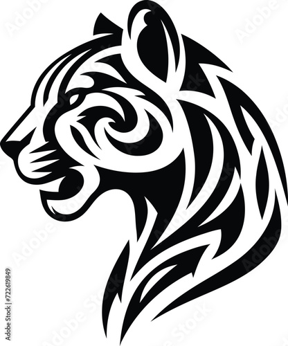 modern tribal tattoo cheetah, abstract line art of cats and big cats, minimalist contour. Vector