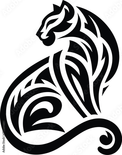 modern tribal tattoo cheetah  abstract line art of cats and big cats  minimalist contour. Vector