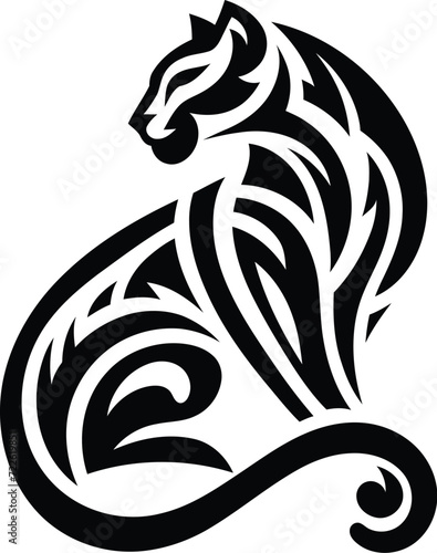 modern tribal tattoo cheetah, abstract line art of cats and big cats, minimalist contour. Vector