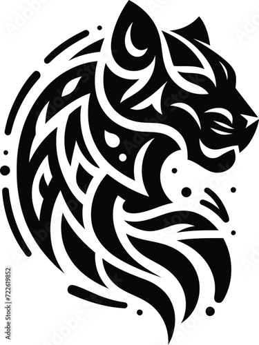 modern tribal tattoo panther, abstract line art of cats and big cats, minimalist contour. Vector