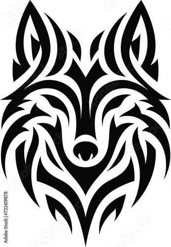modern tribal tattoo wolf, abstract line art of animals, minimalist contour. Vector