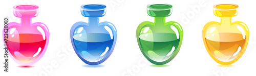3D love potion with cartoon love glass different colors, perfect for game icon or asset photo