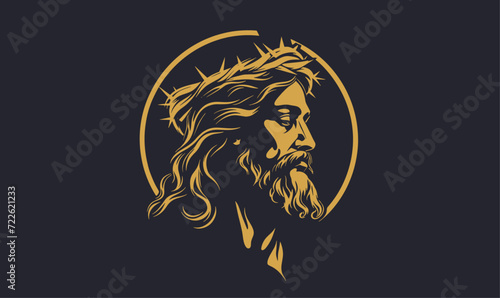 Obraz na płótnie Simple vector portrait of Jesus wearing a crown of thorns w salonie
