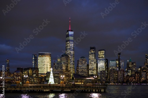 Night view of Lower Manhattan. New York.