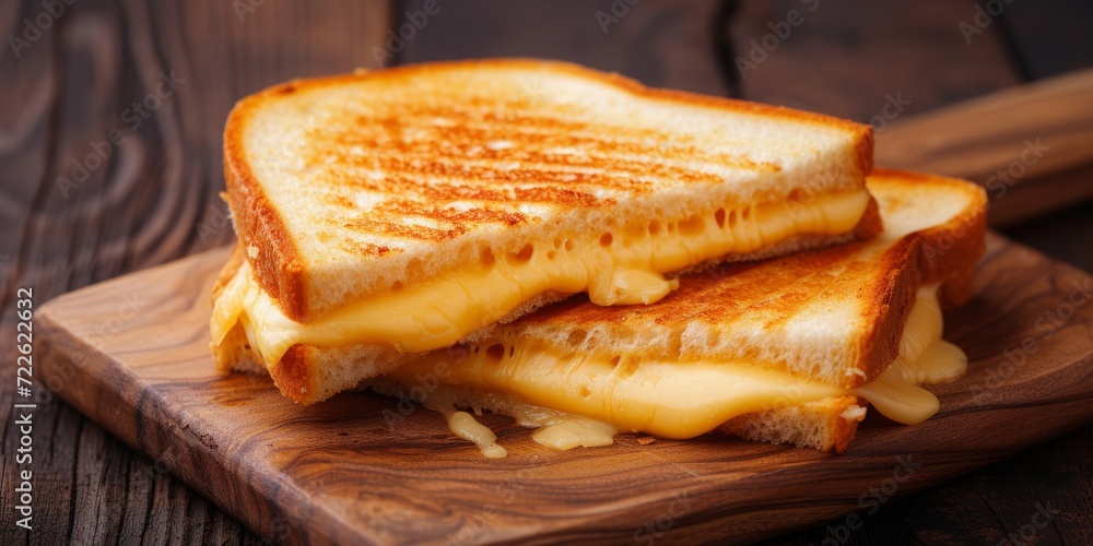 mouthwatering grilled hot cheese sandwich on rustic wooden board, Generative AI mouthwatering grilled hot cheese sandwich on rustic wooden board, Generative AI