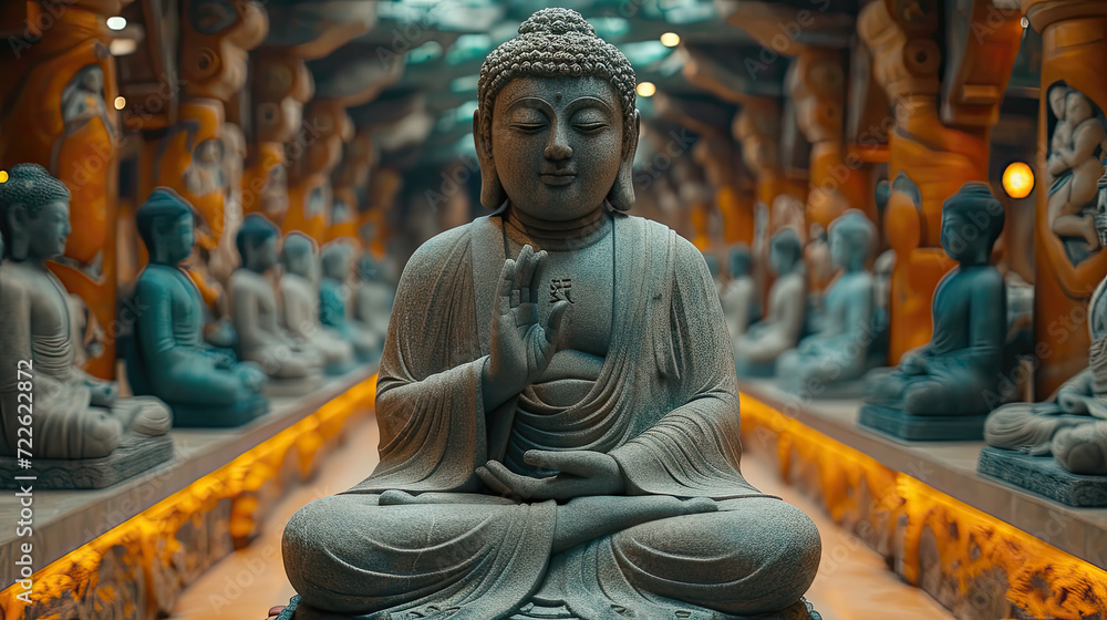 Fototapeta premium The way of Buddha. Illustration of a sitting Buddha. Wallpaper