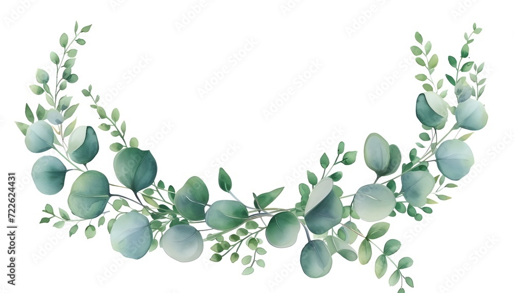 Obraz premium Seamless pattern of green eucalyptus leaves on white background