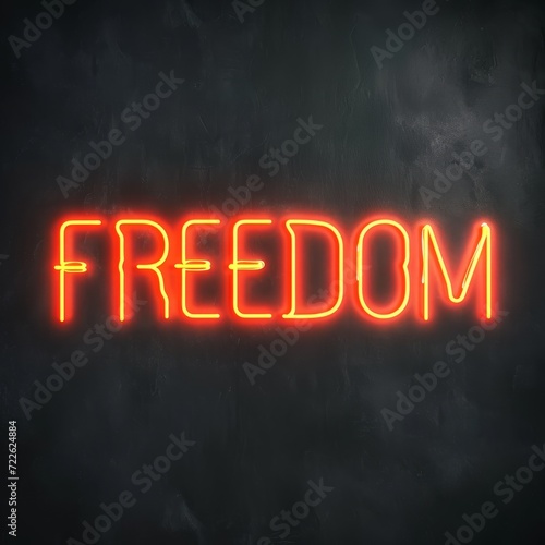 Orange Neon "FREEDOM" Sign on Black Wall