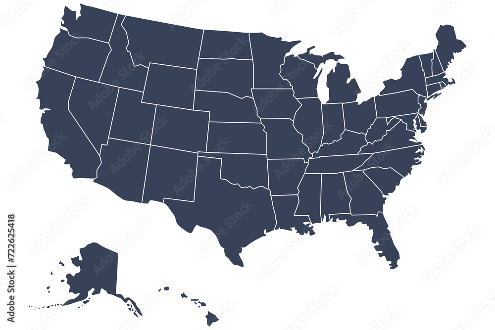 United States of America map symbol isolated on white background.