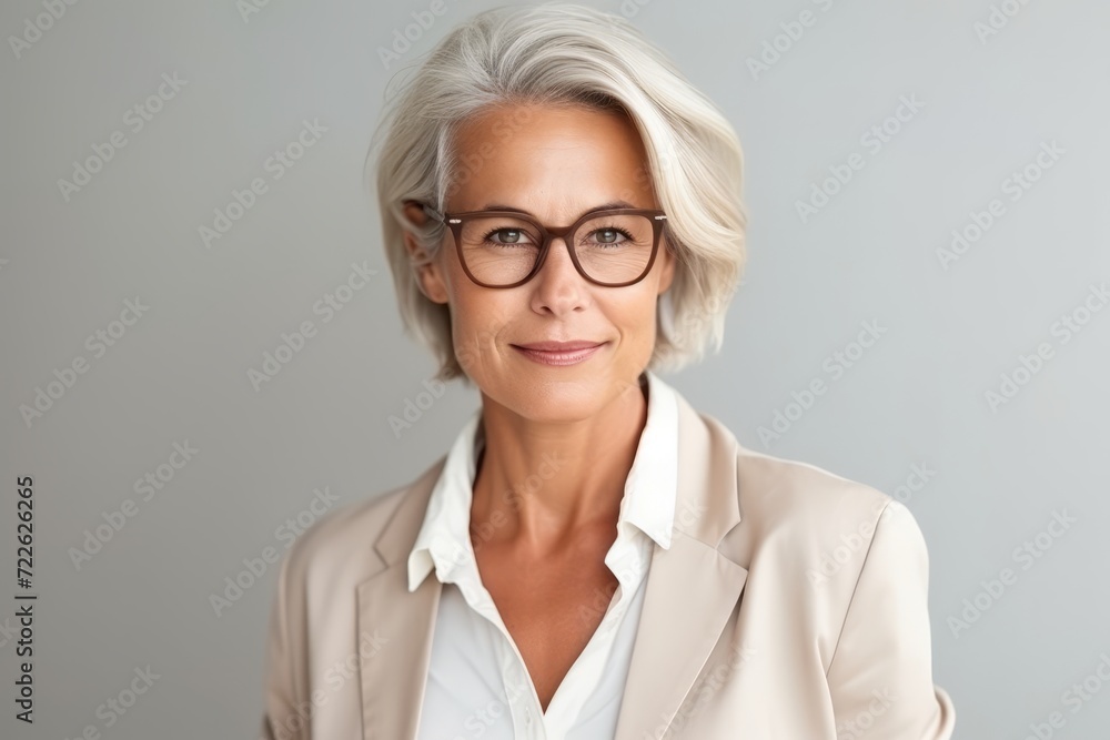 Portrait of mature businesswoman with eyeglasses looking at camera Portrait of mature businesswoman with eyeglasses looking at camera
