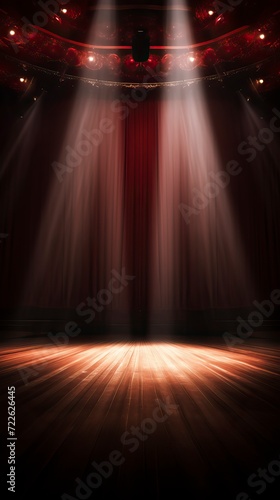 Theater stage light background with spotlight illuminated the stage for opera performance
