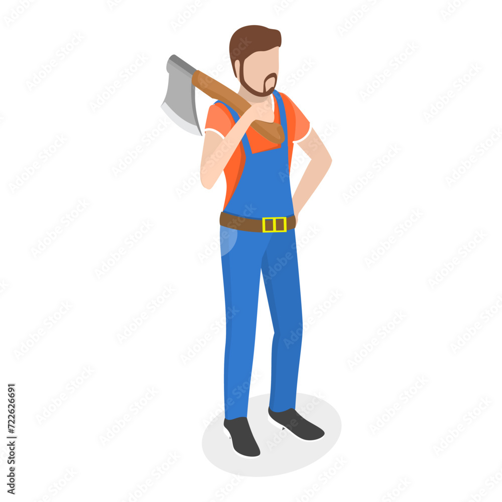 3D Isometric Flat Vector Illustration of Timber Industry, Logging and Woodworking Process. Item 3 3D Isometric Flat Vector Illustration of Timber Industry, Logging and Woodworking Process. Item 3