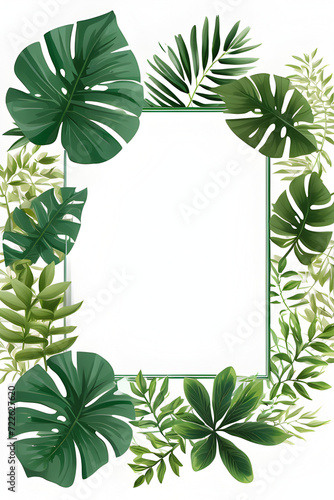 Green Leaves Border Frame Illustration Generative Ai