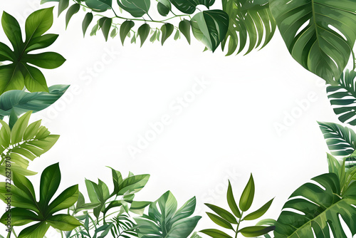 Green Leaves Border Frame Illustration Generative Ai