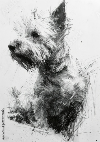 Wallpaper Mural West Highland White Terrier or Westie dog breed portrait, Digital art illustration, watercolor drawing of hand drawn doggy Torontodigital.ca