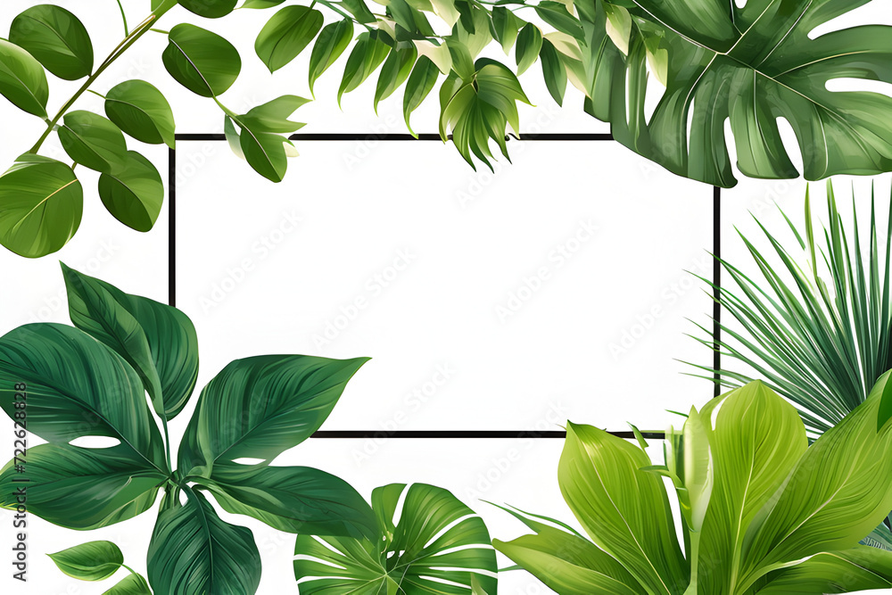 Green Leaves Border Frame Illustration Generative Ai Green Leaves Border Frame Illustration Generative Ai