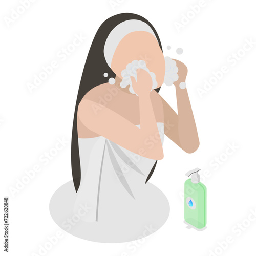 3D Isometric Flat Vector Illustration of Skin Care, Beauty Routine. Item 3