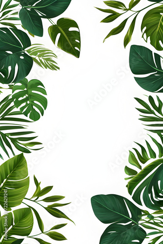 Green Leaves Border Frame Illustration Generative Ai