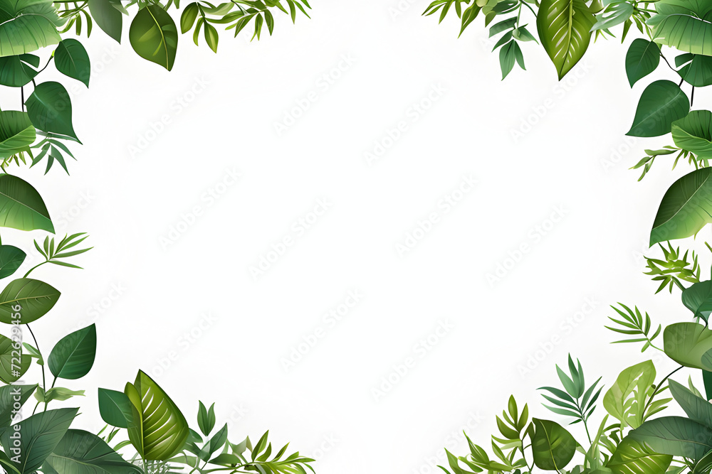 Green Leaves Border Frame Illustration Generative Ai Green Leaves Border Frame Illustration Generative Ai