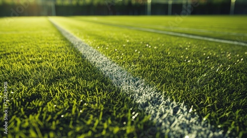 soccer and football field with morning ray