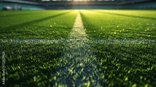 soccer and football field with morning ray photo