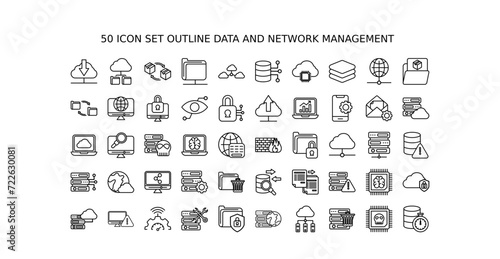 icon set outline Data and Network Management