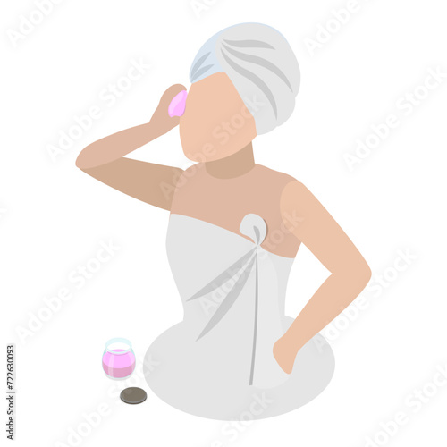 3D Isometric Flat Vector Illustration of Skin Care, Beauty Routine. Item 2