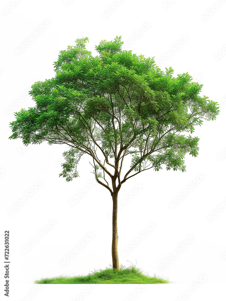 Healthy Tree Full of Green Leaves on Isolated White Background