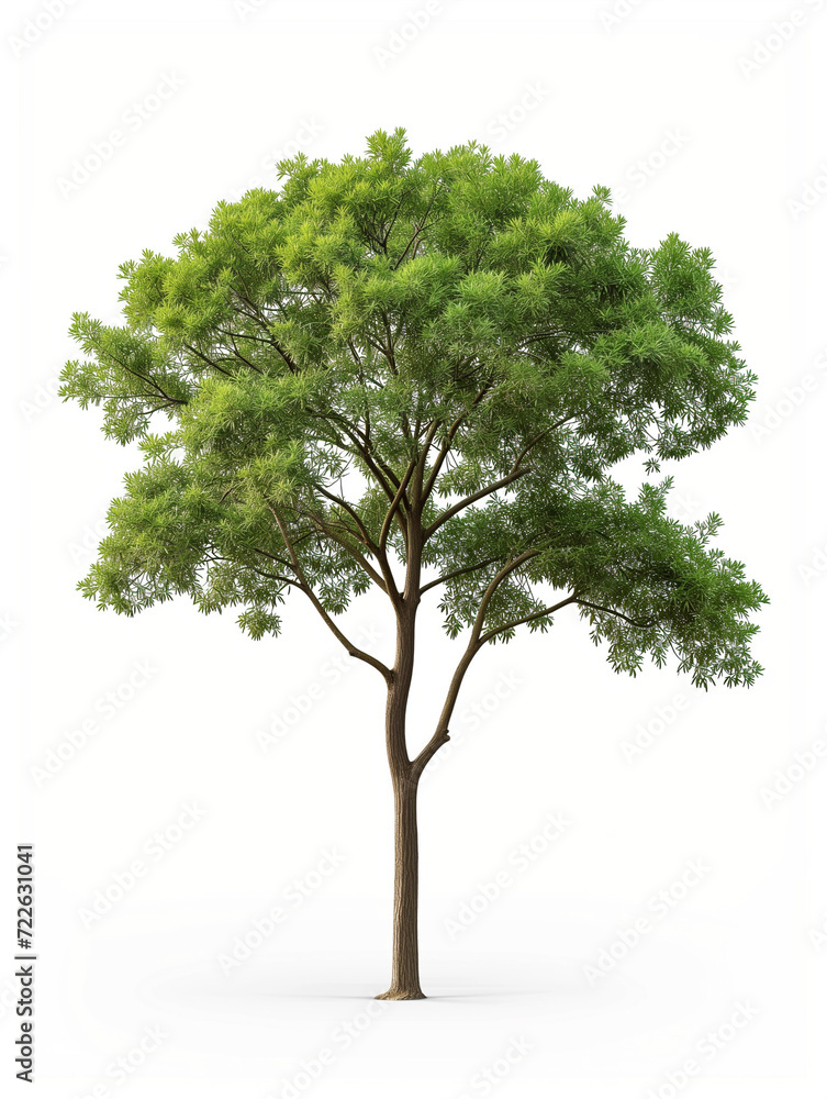 Obraz premium Healthy Tree Full of Green Leaves on Isolated White Background
