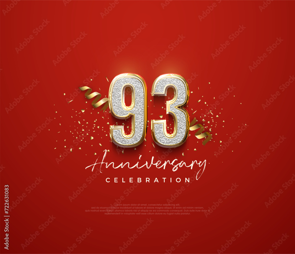 93rd anniversary number, with an elegant and luxurious design for celebration. Premium vector background for greeting and celebration.