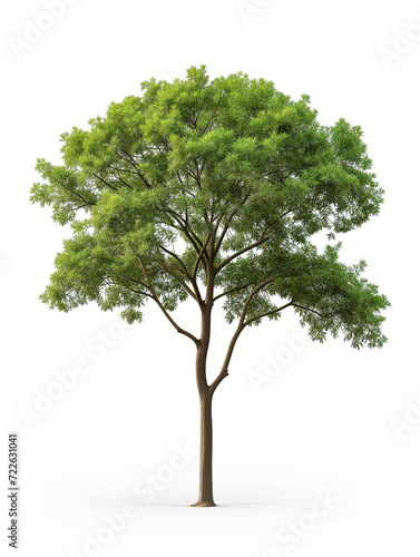 Healthy Tree Full of Green Leaves on Isolated White Background