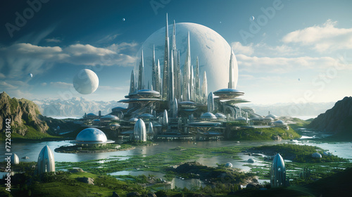 地球外の惑星に築かれた都市のイメージ photo