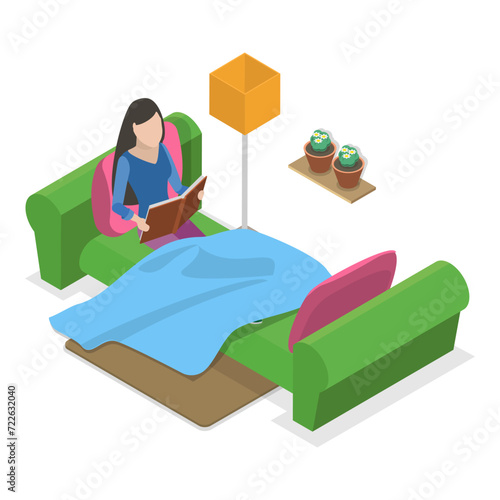 3D Isometric Flat Vector Illustration of Habits and Ritual Items, Productive Morning Routine. Item 1