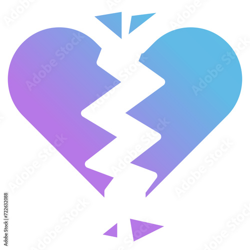Gradient love broken heart icon 