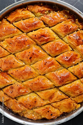 Turkish Dessert Baklava closed up