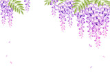 藤の花　背景 フレーム　水彩 イラスト