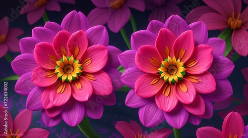 Colorful dahlia glowing flower floral Clipart  high quality resolution  beautiful flowers  3d  design.