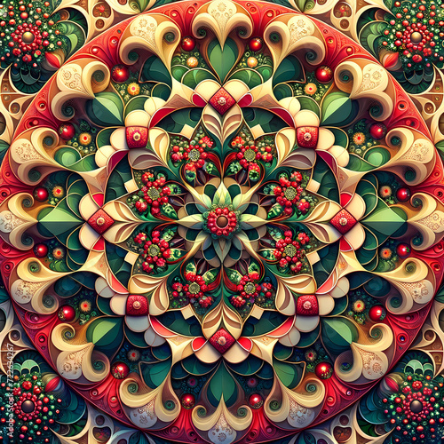 Hyperbolic Flower Mandala like Seamless pattern Maximalist Colorful Floral Psychedelic, Wallpaper Background