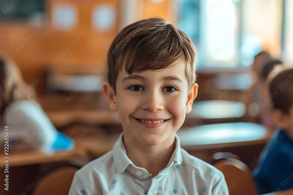 Portrait of a schoolchild child in the classroom Portrait of a schoolchild child in the classroom