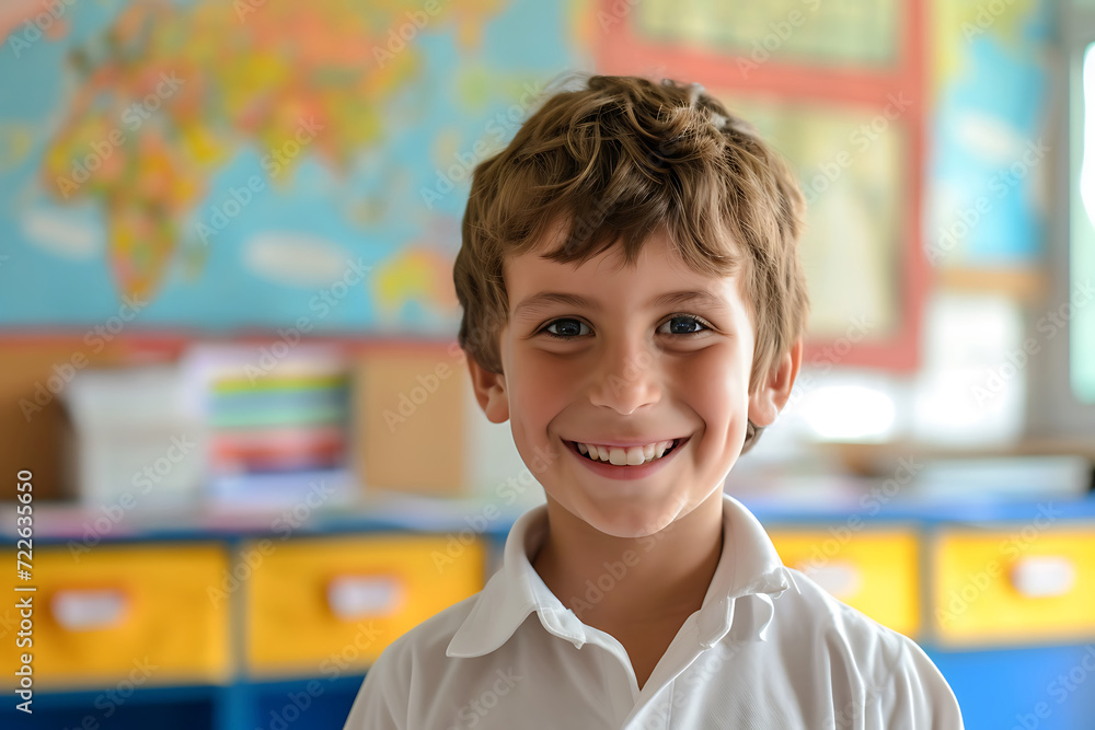Portrait of a schoolchild child in the classroom Portrait of a schoolchild child in the classroom